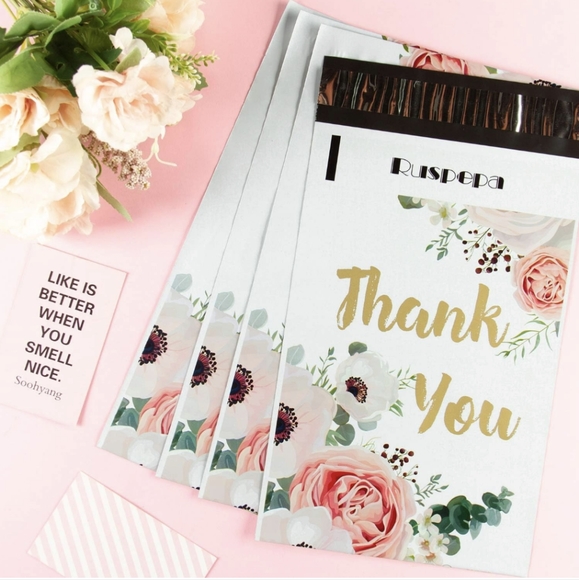 NWT 20 6X9 Poly Mailers Floral Thank you - Picture 5 of 7